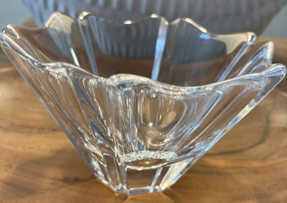 Orrefors Vintage Sweden Signed Crystal Candy Trinket Dish 3.5x5.5 Inches